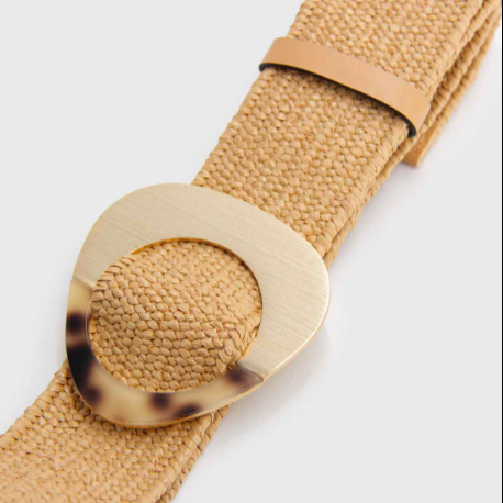Cinturon mujer elasticado rafia hebilla triangular